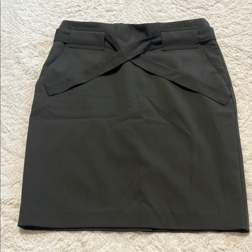 Banana Republic Army Green Tie Front Pencil Skirt